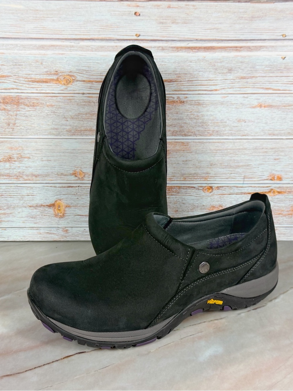 Dansko Patti Waterproof Black Nubuck Slip-on Clogs